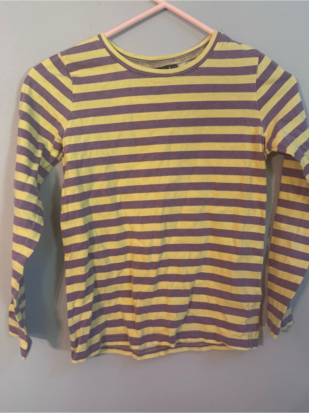 Mini Boden Yellow and Purple Striped Long-Sleeve Tee large 9-10